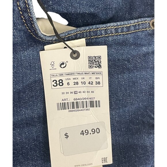 Zara Womens Jeans EU 38 US 6 Slim Fit Full Length Dark Blue Denim 6840/264 NWT - Picture 5 of 16